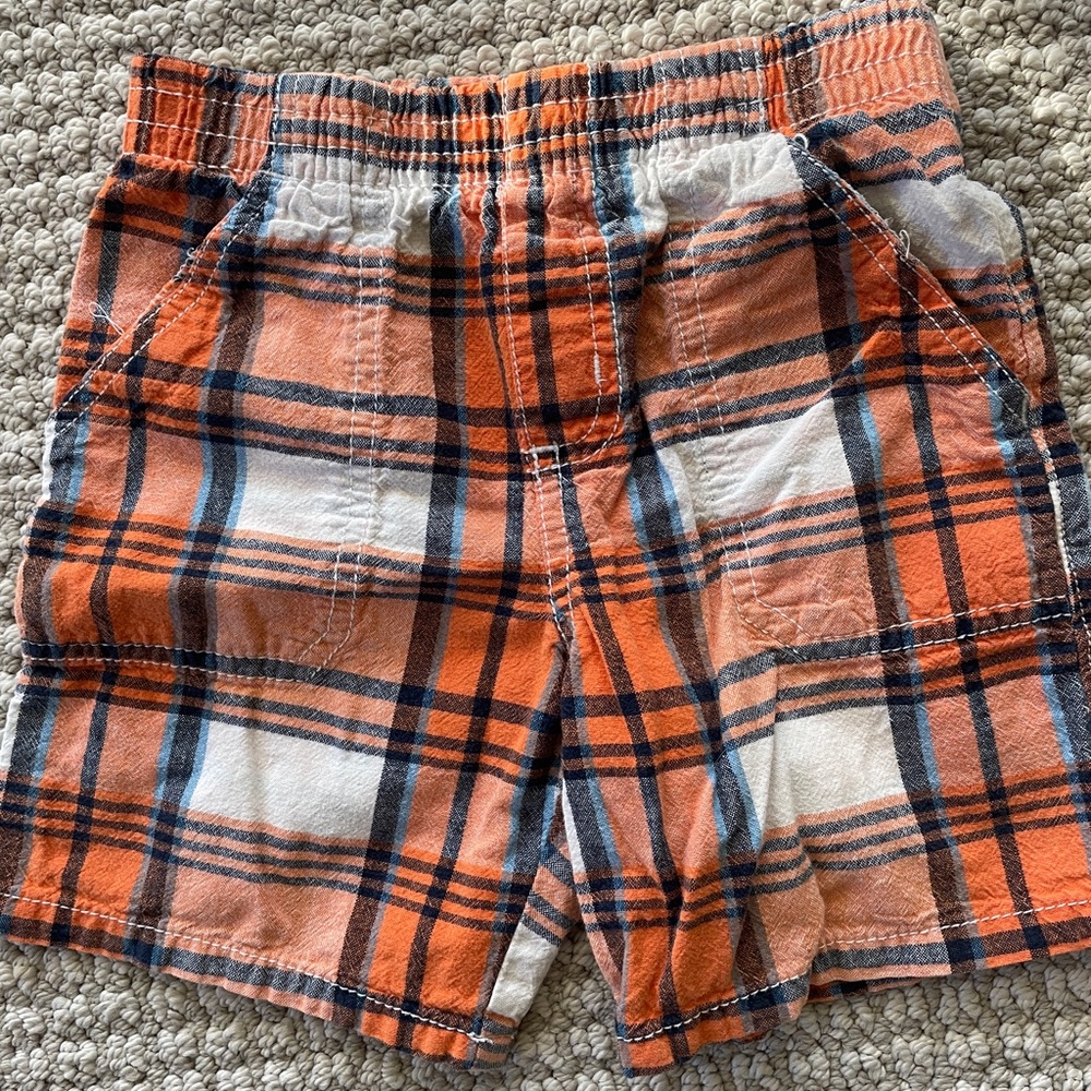 Wonder Nation Orange and Navy Plaid Shorts